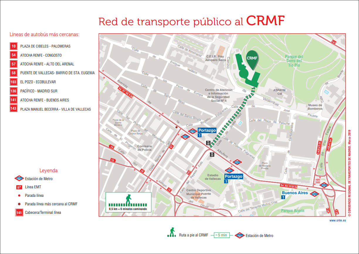 Red de transporte público al CRMF de Madrid. Abre nueva ventana Red de transporte público al CRMF de Madrid. Abre nueva ventana