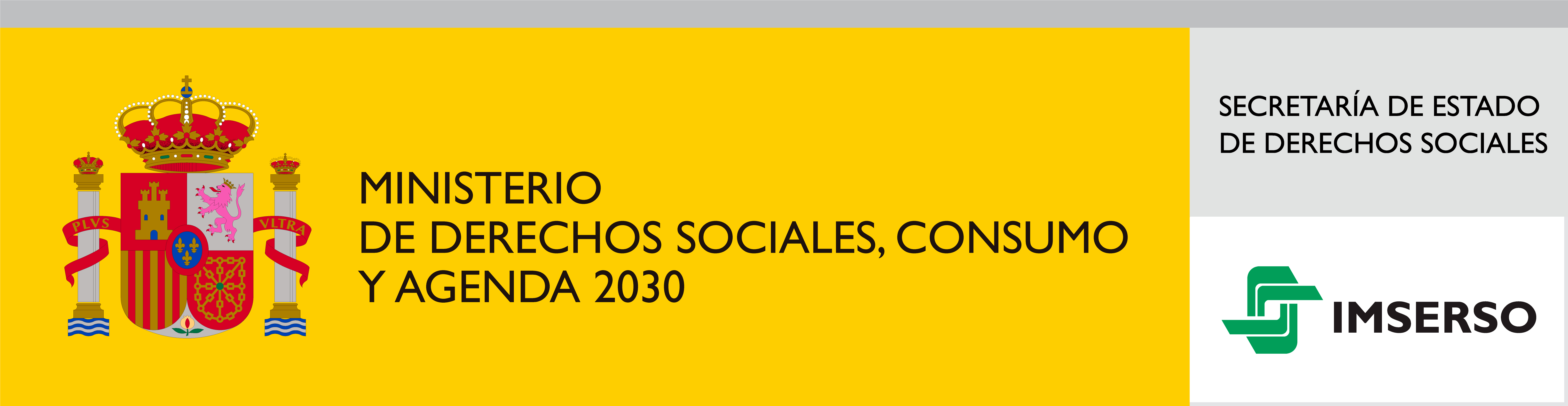 Logotipo del Imserso con franja gris superior y Secretaría de Estado de Derechos Sociales